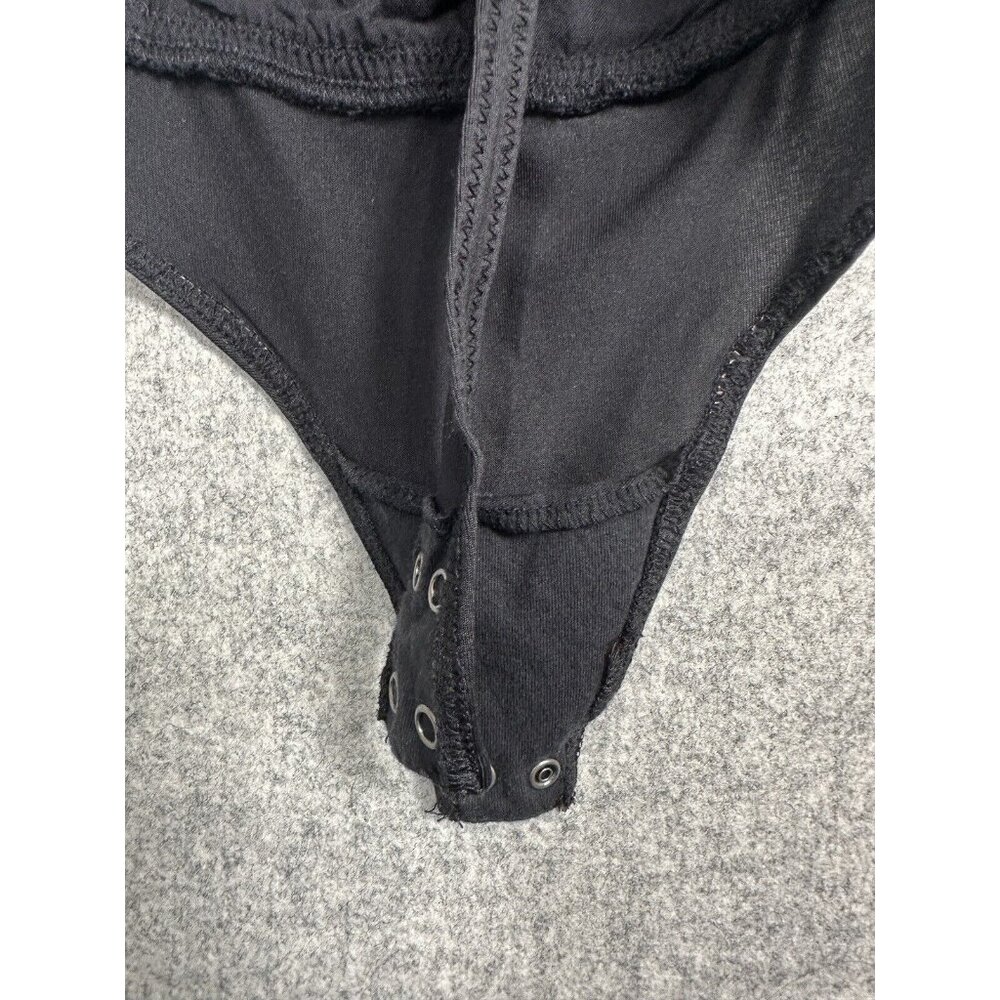 Abercrombie & Fitch XS Bodysuit Black Thong Tank Top Ruched Womens Snap - Picture 9 of 16